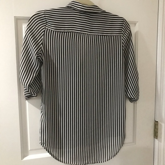 H&M Black and White Striped Button-up Blouse - Picture 2 of 3